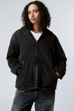 JEANS-FLEECE-JACKE MIT KAPUZE|Weekday Best