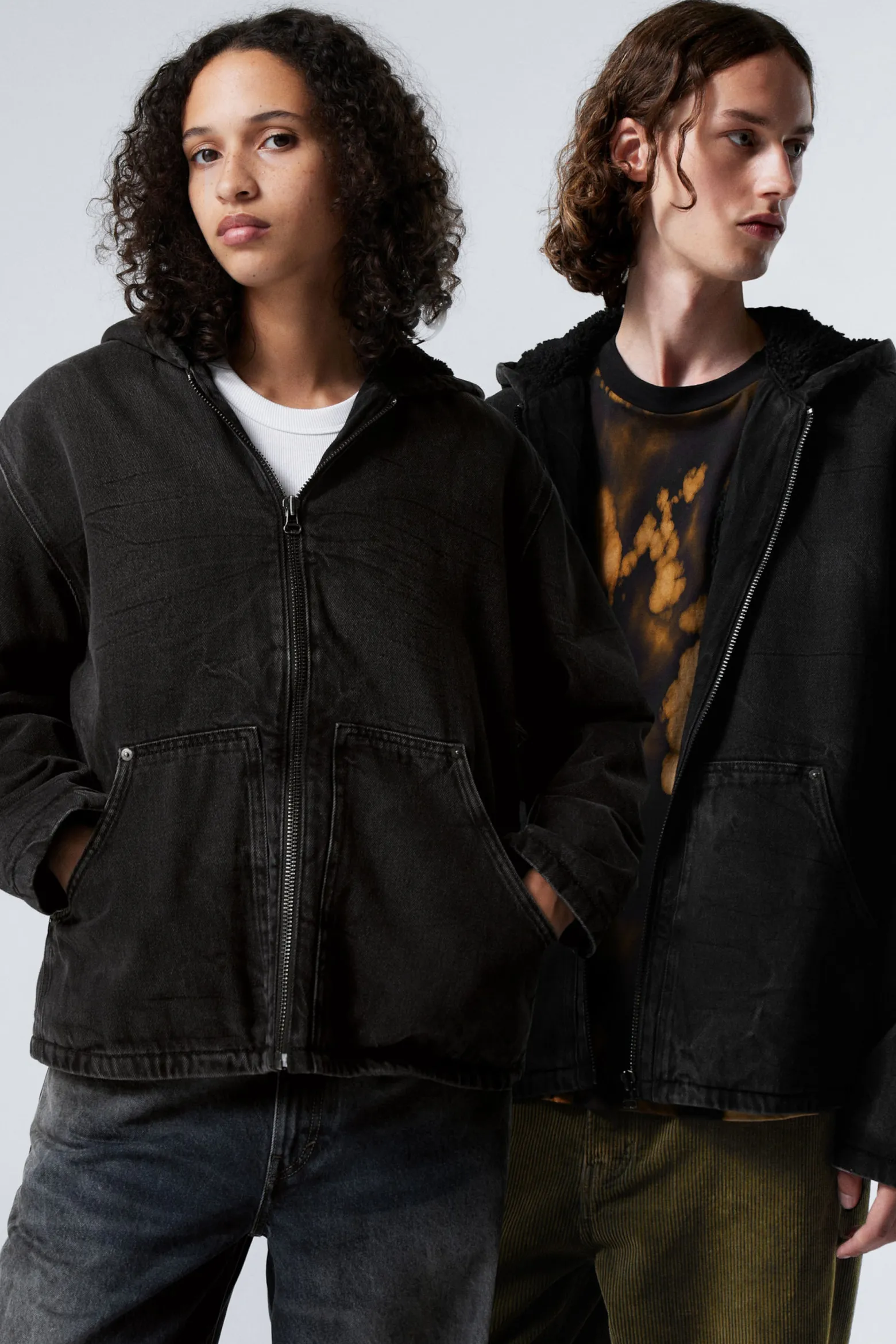 JEANS-FLEECE-JACKE MIT KAPUZE|Weekday Best
