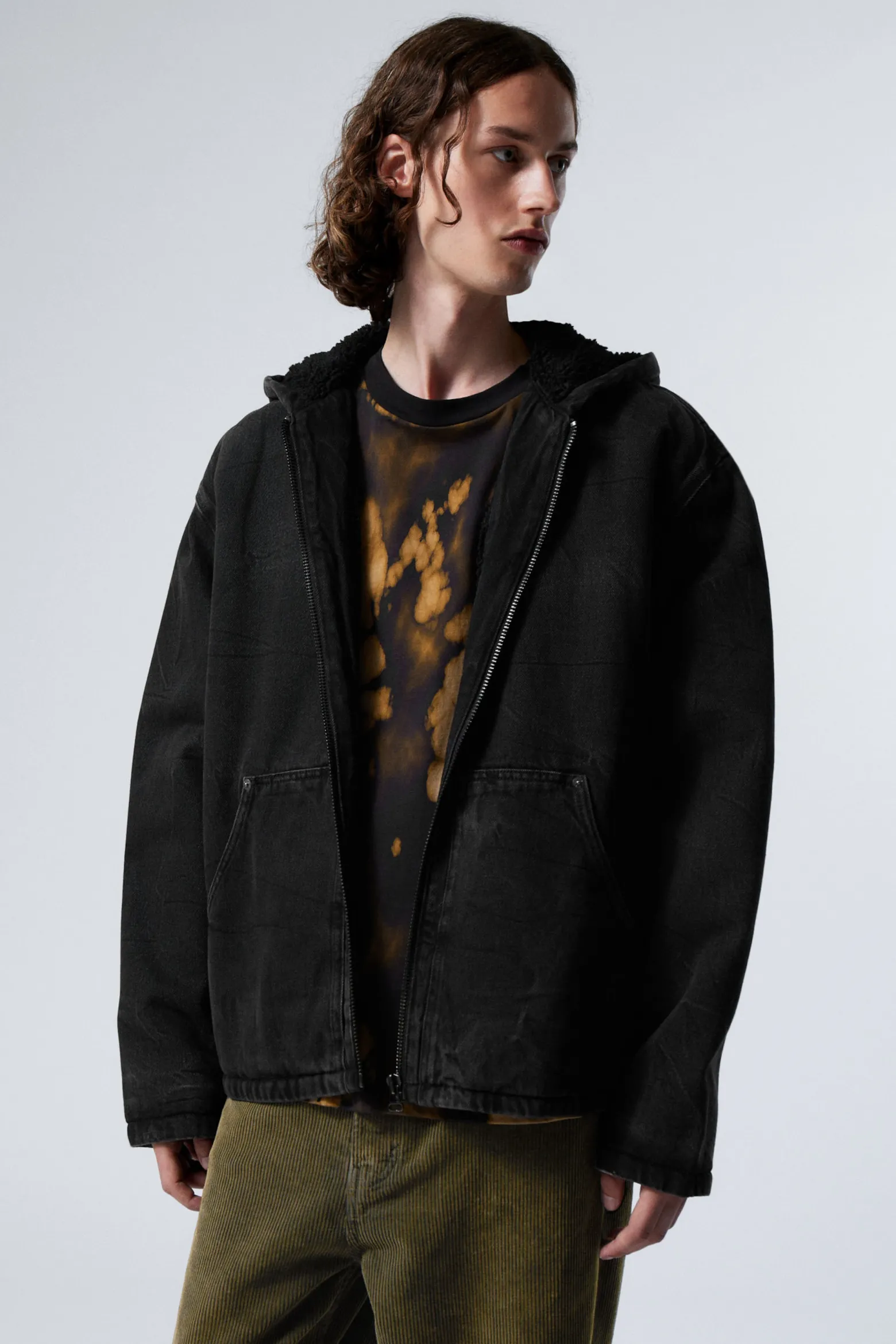 JEANS-FLEECE-JACKE MIT KAPUZE|Weekday Best
