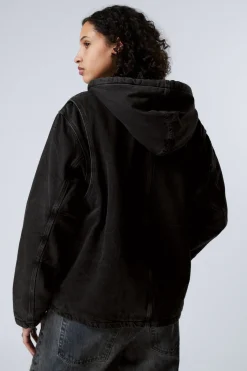 JEANS-FLEECE-JACKE MIT KAPUZE|Weekday Best