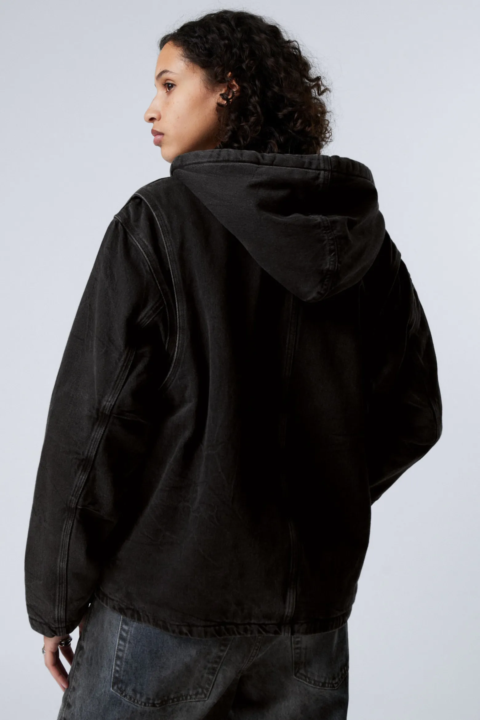 JEANS-FLEECE-JACKE MIT KAPUZE|Weekday Best