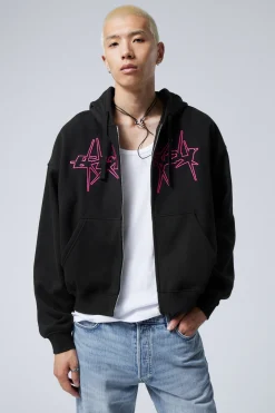 KASTIGER HOODIE MIT REISSVERSCHLUSS UND PRINT|Weekday Best Sale