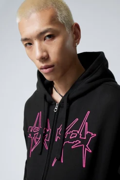 KASTIGER HOODIE MIT REISSVERSCHLUSS UND PRINT|Weekday Best Sale