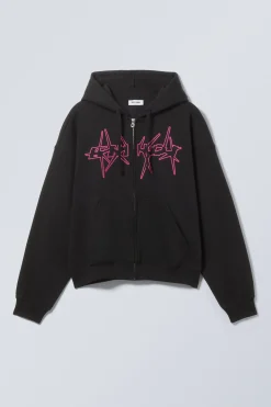 KASTIGER HOODIE MIT REISSVERSCHLUSS UND PRINT|Weekday Best Sale