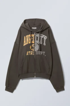 KASTIGER HOODIE MIT REISSVERSCHLUSS UND PRINT|Weekday Online