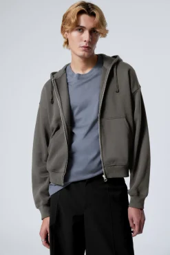 KASTIGER, MITTELSCHWERER HOODIE MIT REISSVERSCHLUSS|Weekday Cheap