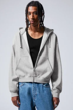 KASTIGER, MITTELSCHWERER HOODIE MIT REISSVERSCHLUSS|Weekday Hot