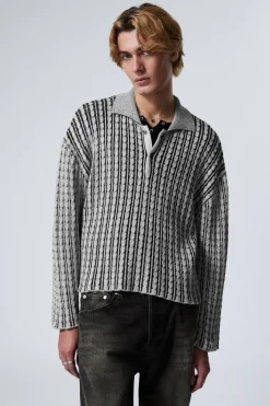 KASTIGER POLOPULLOVER AUS ZOPFSTRICK|Weekday Best Sale