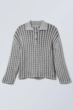 KASTIGER POLOPULLOVER AUS ZOPFSTRICK|Weekday Best Sale