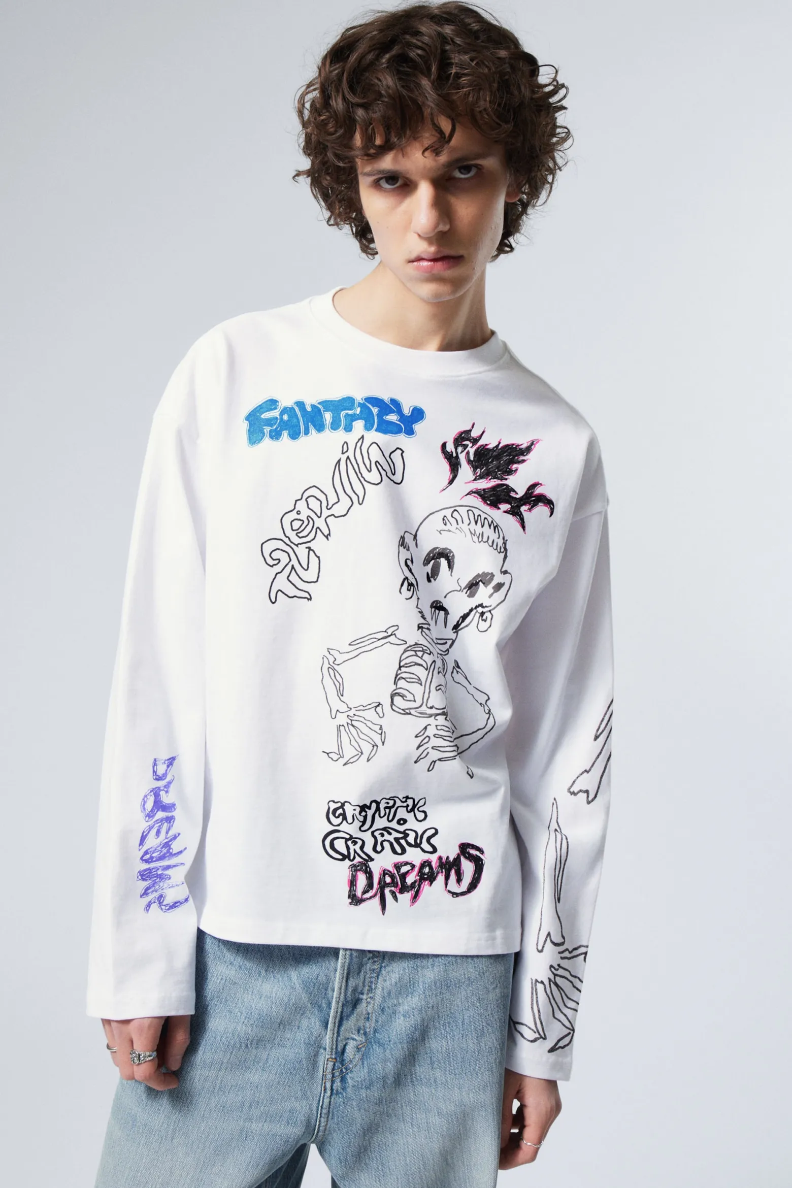 KASTIGES LANGARMSHIRT MIT GRAFIKPRINT|Weekday Best