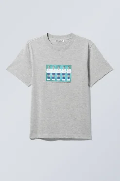 KASTIGES T-SHIRT MIT GRAFIKPRINT|Weekday Hot