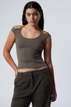 KURZÄRMELIGES NECKHOLDER-TOP|Weekday Clearance