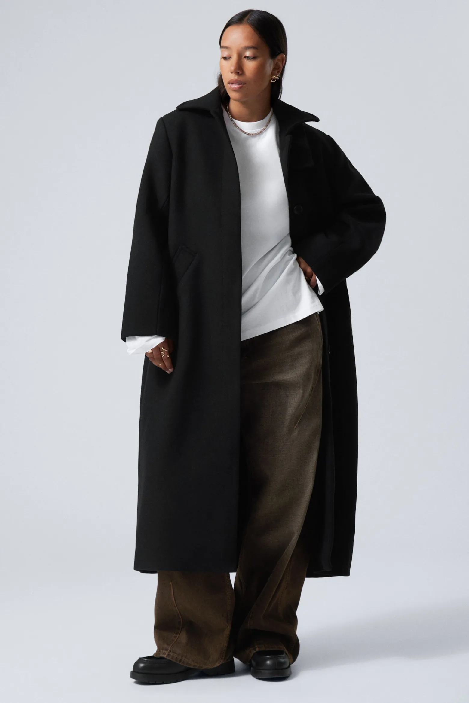 LANGER OVERSIZED-MANTEL AUS WOLLMISCHUNG|Weekday Outlet