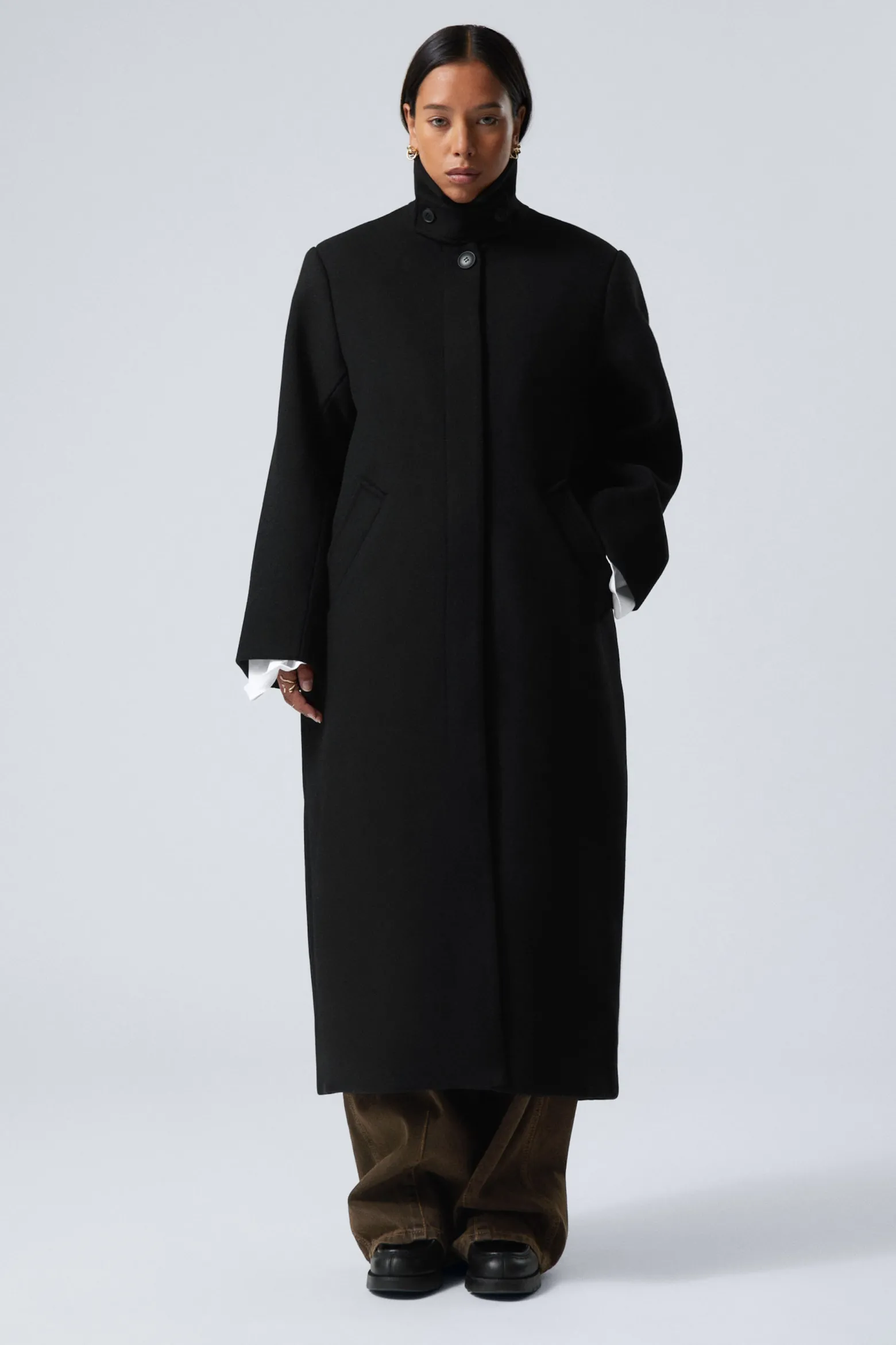 LANGER OVERSIZED-MANTEL AUS WOLLMISCHUNG|Weekday Outlet
