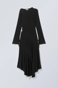 LANGÄRMELIGES, ASYMMETRISCHES DRAPÉ-KLEID|Weekday Store