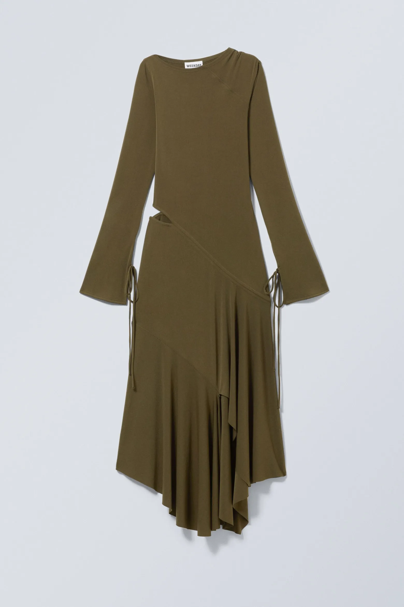 LANGÄRMELIGES, ASYMMETRISCHES DRAPÉ-KLEID|Weekday Best