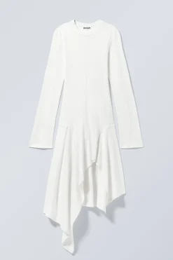 LANGÄRMELIGES ASYMMETRISCHES MIDIKLEID|Weekday Shop