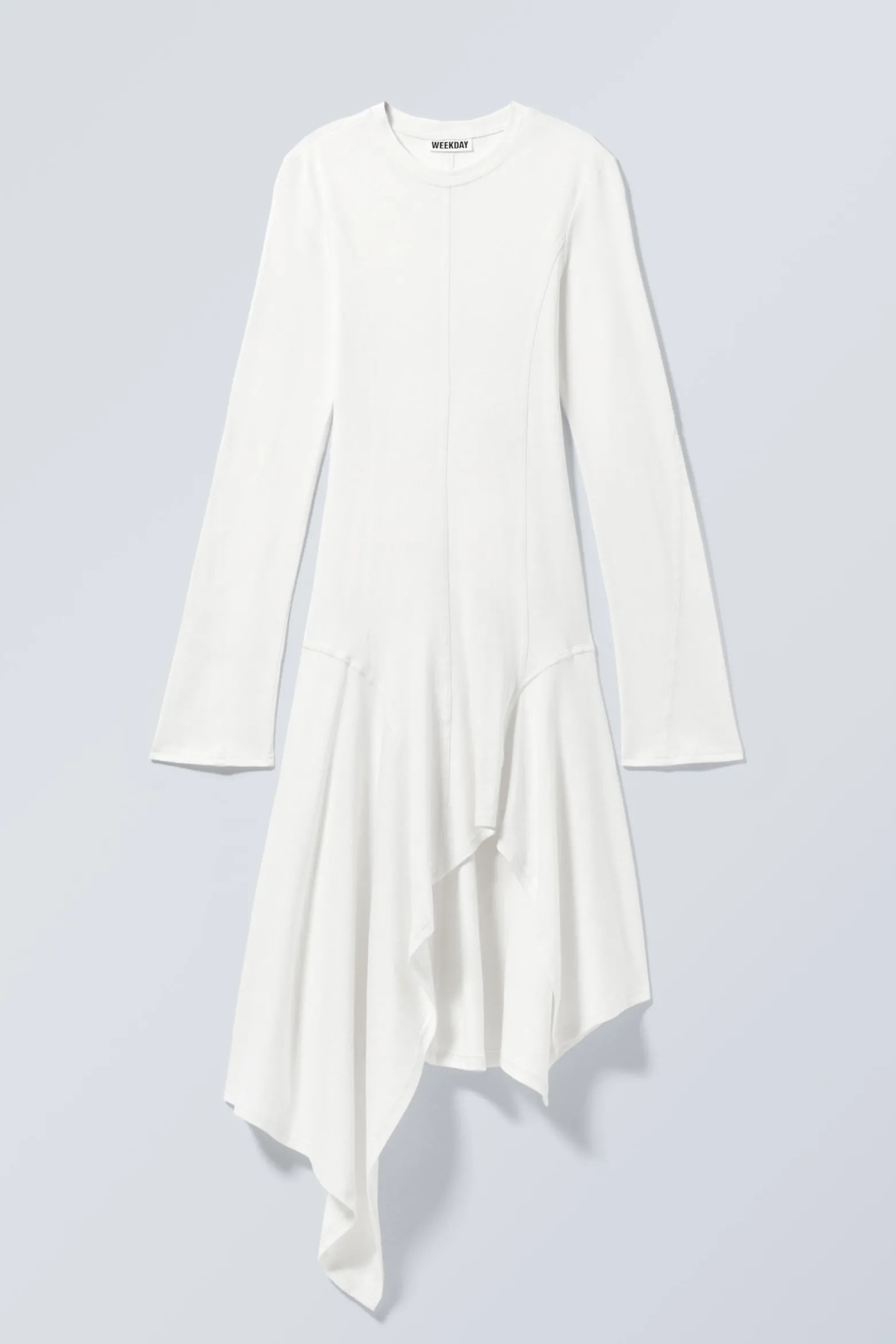 LANGÄRMELIGES ASYMMETRISCHES MIDIKLEID|Weekday Shop