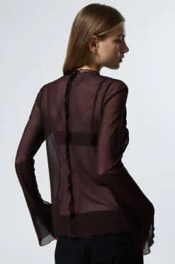 LANGÄRMELIGES MESH-TOP MIT BINDEVERSCHLUSS|Weekday Outlet