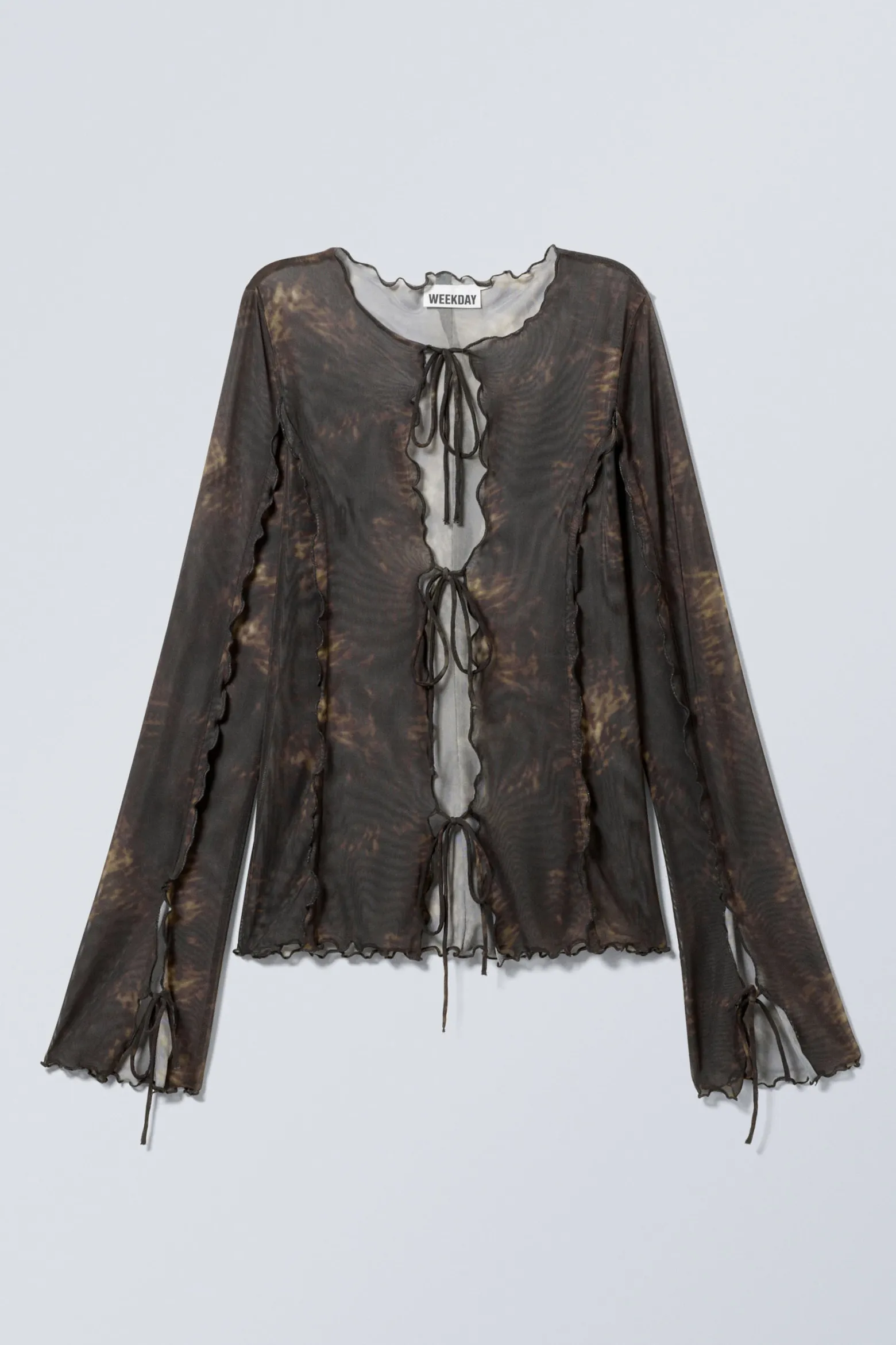 LANGÄRMELIGES MESH-TOP MIT BINDEVERSCHLUSS|Weekday Cheap