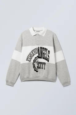 LOCKER GESCHNITTENES GRAPHIC POLO-SWEATSHIRT|Weekday Cheap