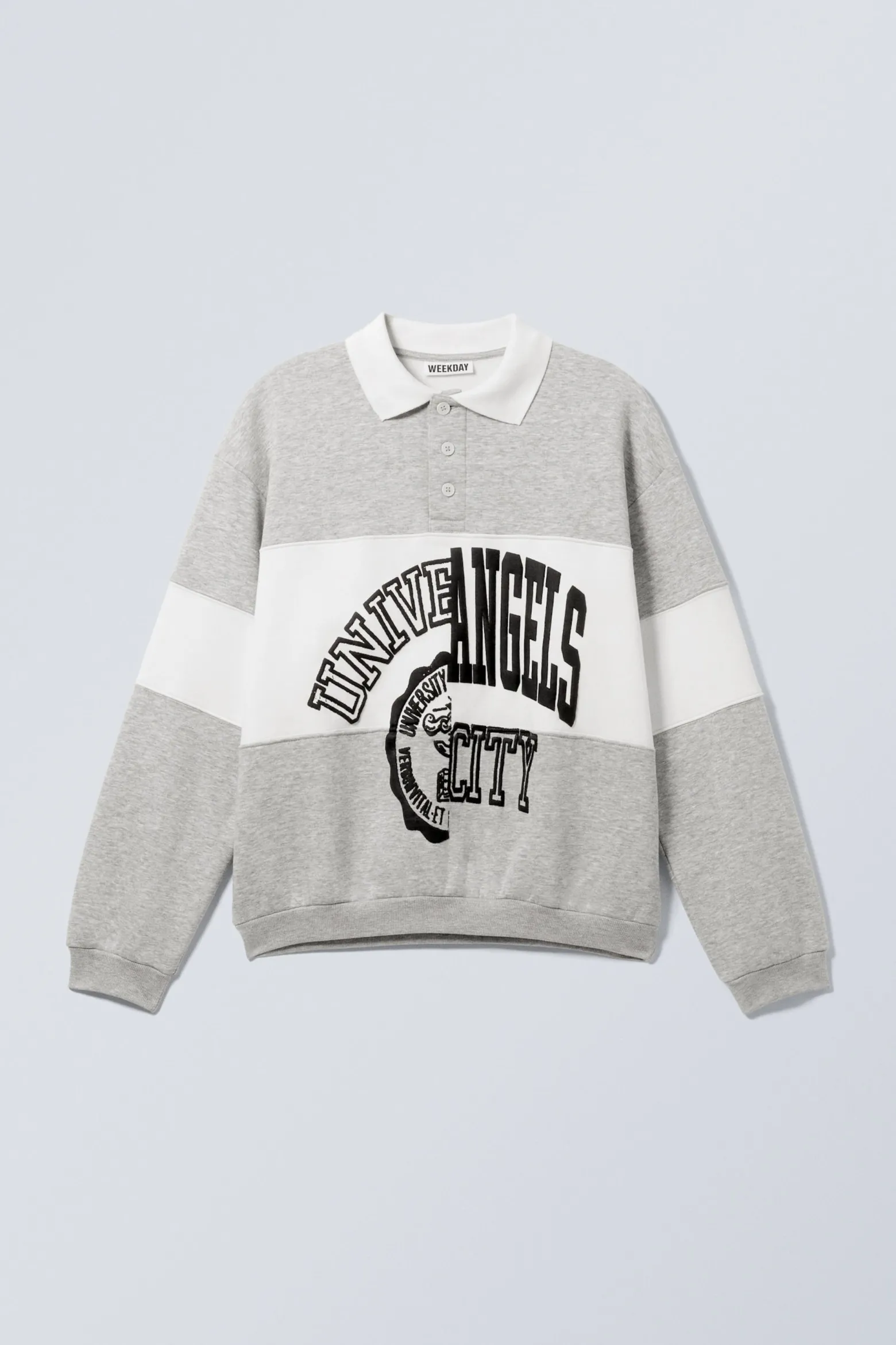 LOCKER GESCHNITTENES GRAPHIC POLO-SWEATSHIRT|Weekday Cheap