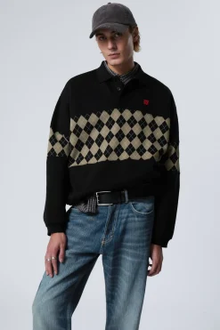 LOCKER GESCHNITTENES GRAPHIC POLO-SWEATSHIRT|Weekday Best Sale