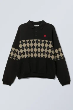 LOCKER GESCHNITTENES GRAPHIC POLO-SWEATSHIRT|Weekday Best Sale