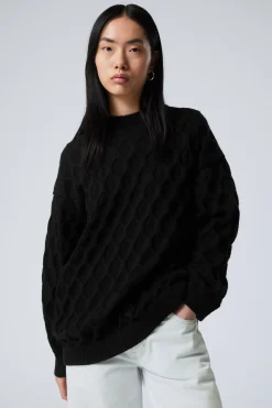 LOCKER GESTRICKTER STRUKTURPULLOVER|Weekday Cheap