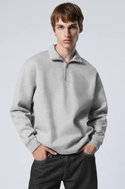 LOCKERER, SCHWERER PULLOVER MIT TEILREISSVERSCHLUSS|Weekday Best Sale