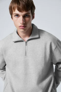 LOCKERER, SCHWERER PULLOVER MIT TEILREISSVERSCHLUSS|Weekday Best Sale