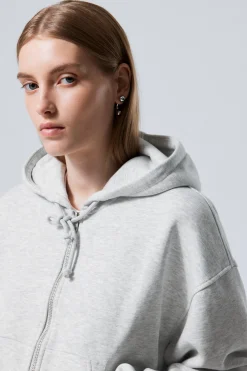 LÄSSIGER BOXY-HOODIE MIT REISSVERSCHLUSS|Weekday Cheap