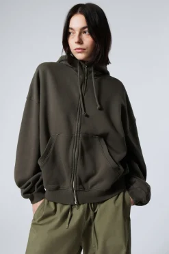 LÄSSIGER HEAVYWEIGHT-HOODIE MIT REISSVERSCHLUSS|Weekday Hot