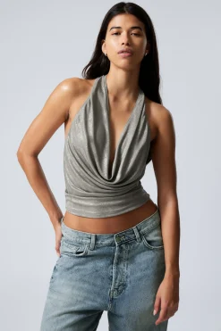 NECKHOLDER-TOP MIT WASSERFALL-AUSSCHNITT|Weekday Discount
