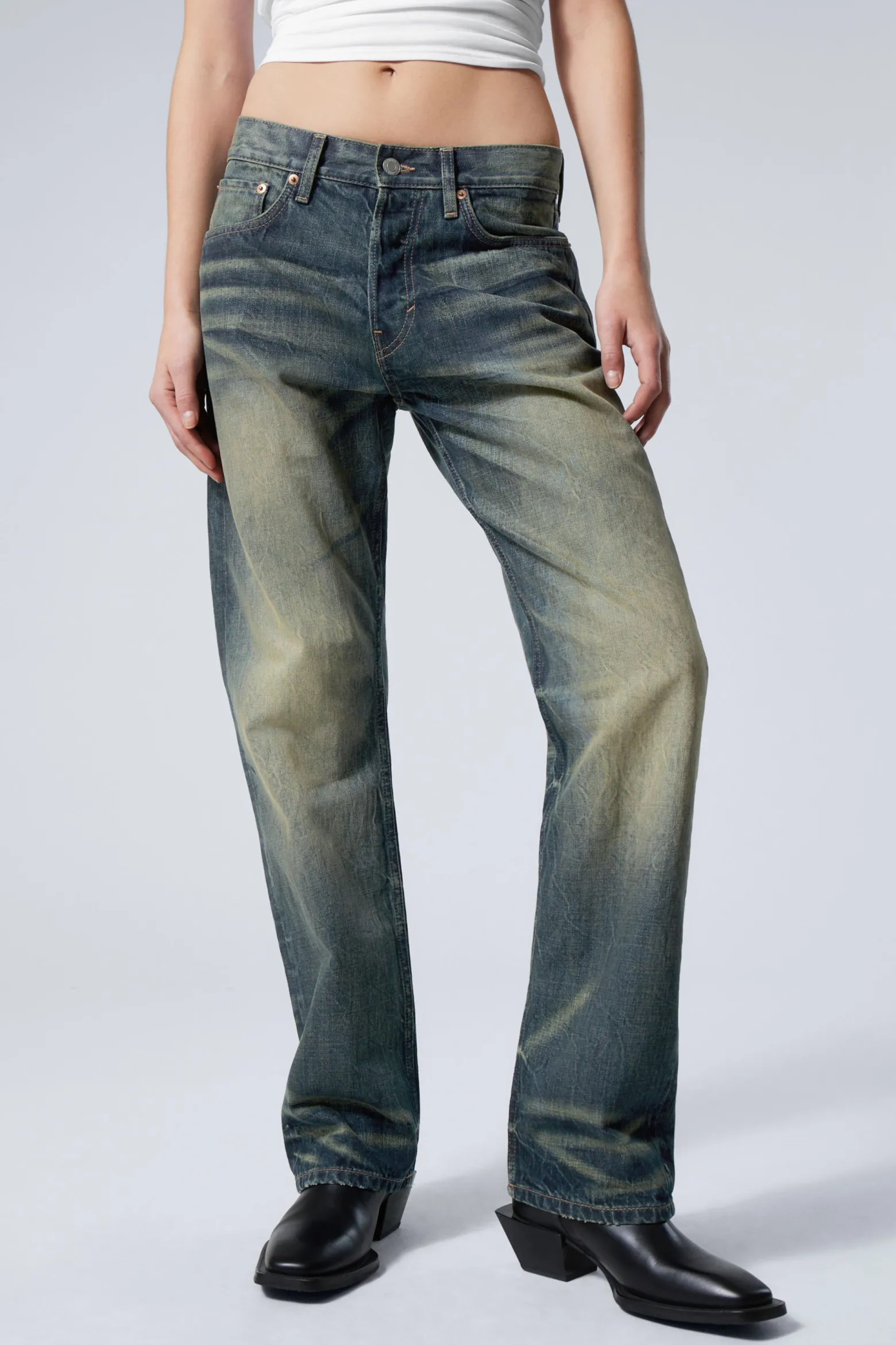 ORBIT MID WAIST REGULAR STRAIGHT LEG JEANS|Weekday Online