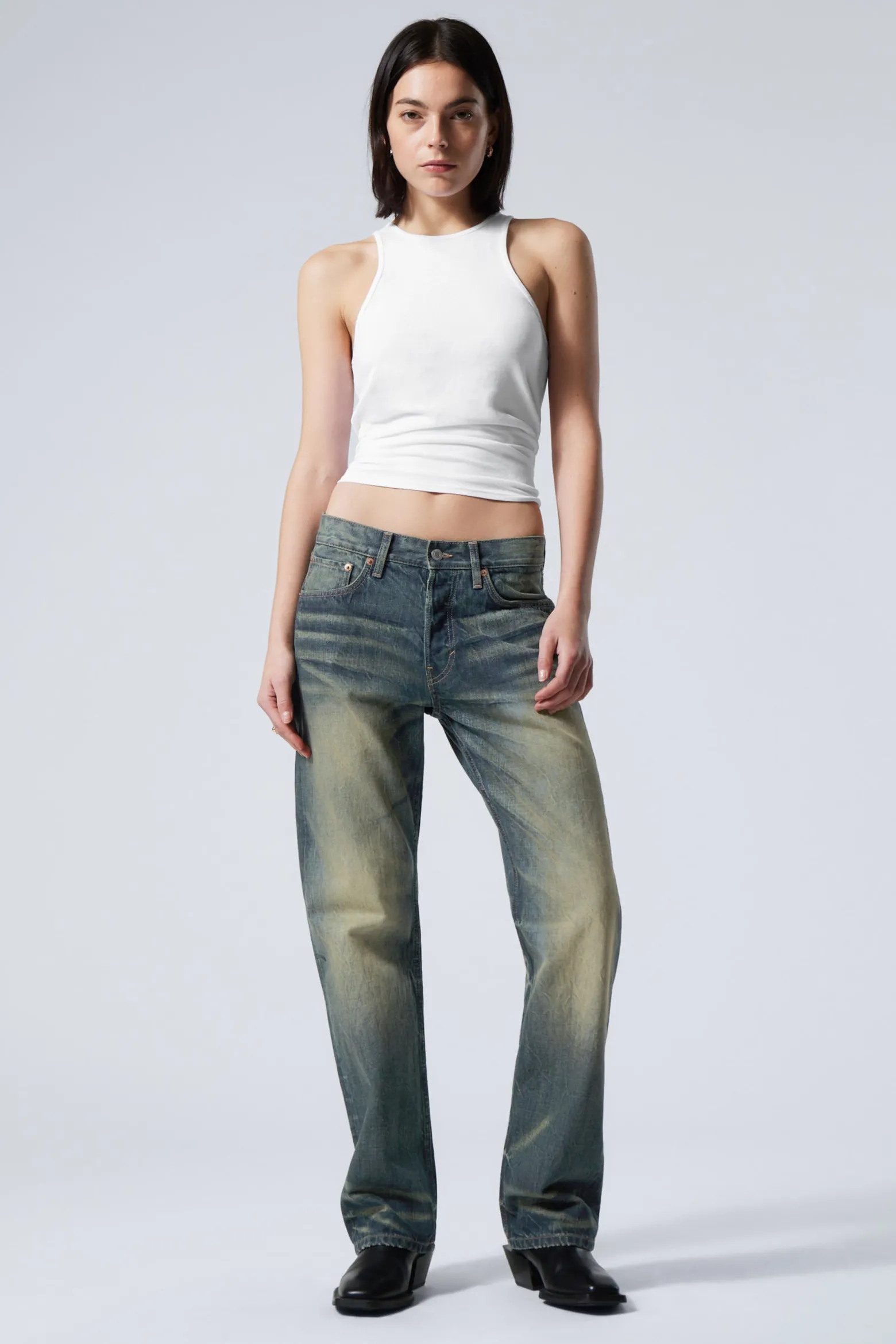 ORBIT MID WAIST REGULAR STRAIGHT LEG JEANS|Weekday Online