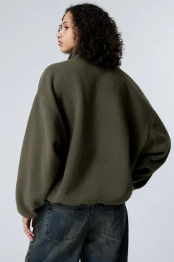 OVERSIZED-SWEATSHIRT AUS FLEECE MIT HALF-ZIP|Weekday Online