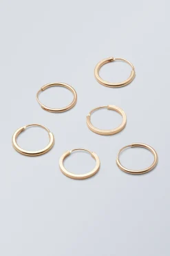 3PACK MINIMAL HOOP EARRINGS|Weekday Cheap