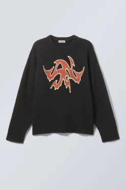 PULLOVER AUS SCHWEREM STRICK MIT PATCH-PRINT|Weekday New