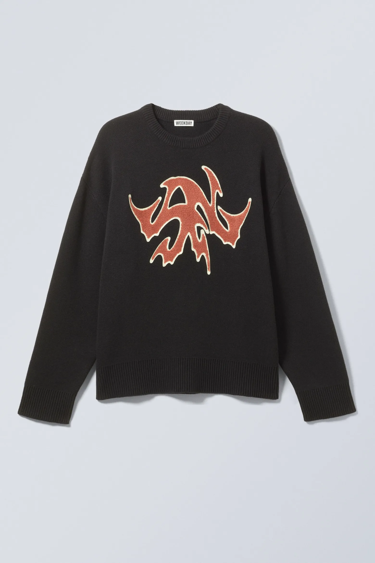 PULLOVER AUS SCHWEREM STRICK MIT PATCH-PRINT|Weekday New