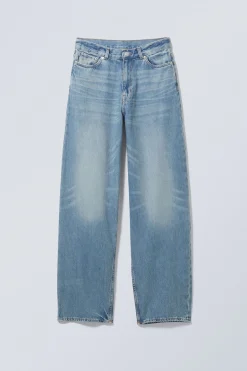 RAIL MID WAIST LOOSE WIDE LEG JEANS|Weekday Cheap