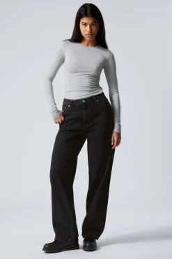 RAIL MID WAIST LOOSE WIDE LEG JEANS|Weekday Clearance