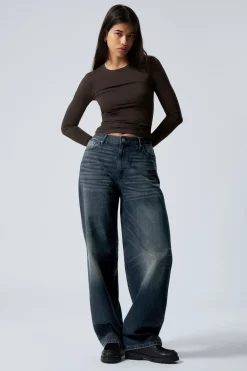 RAIL MID WAIST LOOSE WIDE LEG JEANS|Weekday Fashion