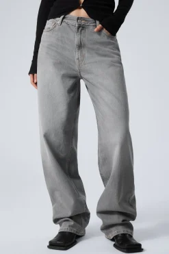 RAIL MID WAIST LOOSE WIDE LEG JEANS|Weekday Store