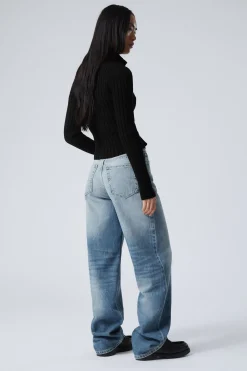 RAIL MID WAIST LOOSE WIDE LEG JEANS|Weekday Cheap