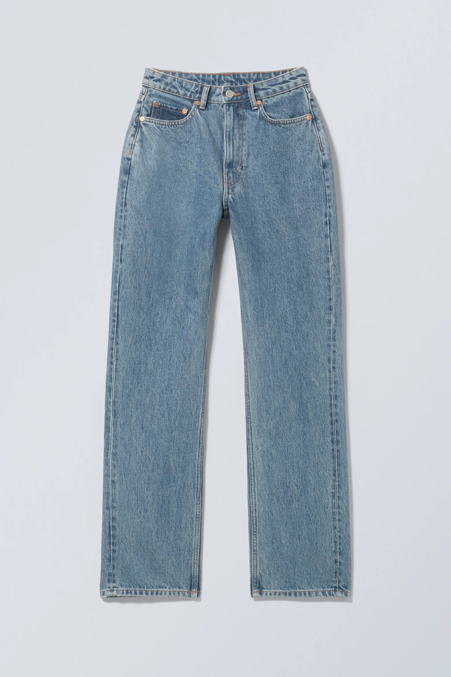 RESOLUTE CURVE HIGH WAISTED REGULAR STRAIGHT JEANS|Weekday Shop