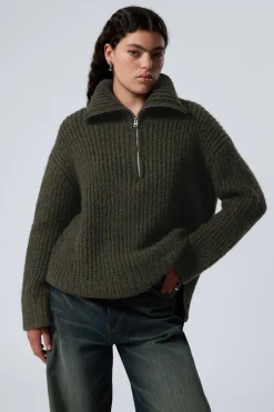 RIPPSTRICK-PULLOVER MIT STEHKRAGEN UND HALF-ZIP|Weekday Flash Sale