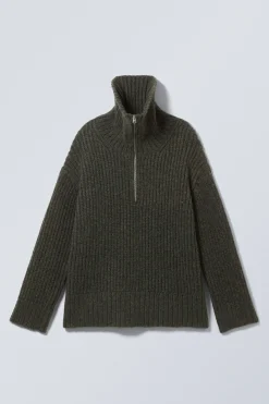 RIPPSTRICK-PULLOVER MIT STEHKRAGEN UND HALF-ZIP|Weekday Flash Sale