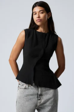 ÄRMELLOSES ASYMMETRISCHES SCHÖSSCHEN-TOP|Weekday Flash Sale