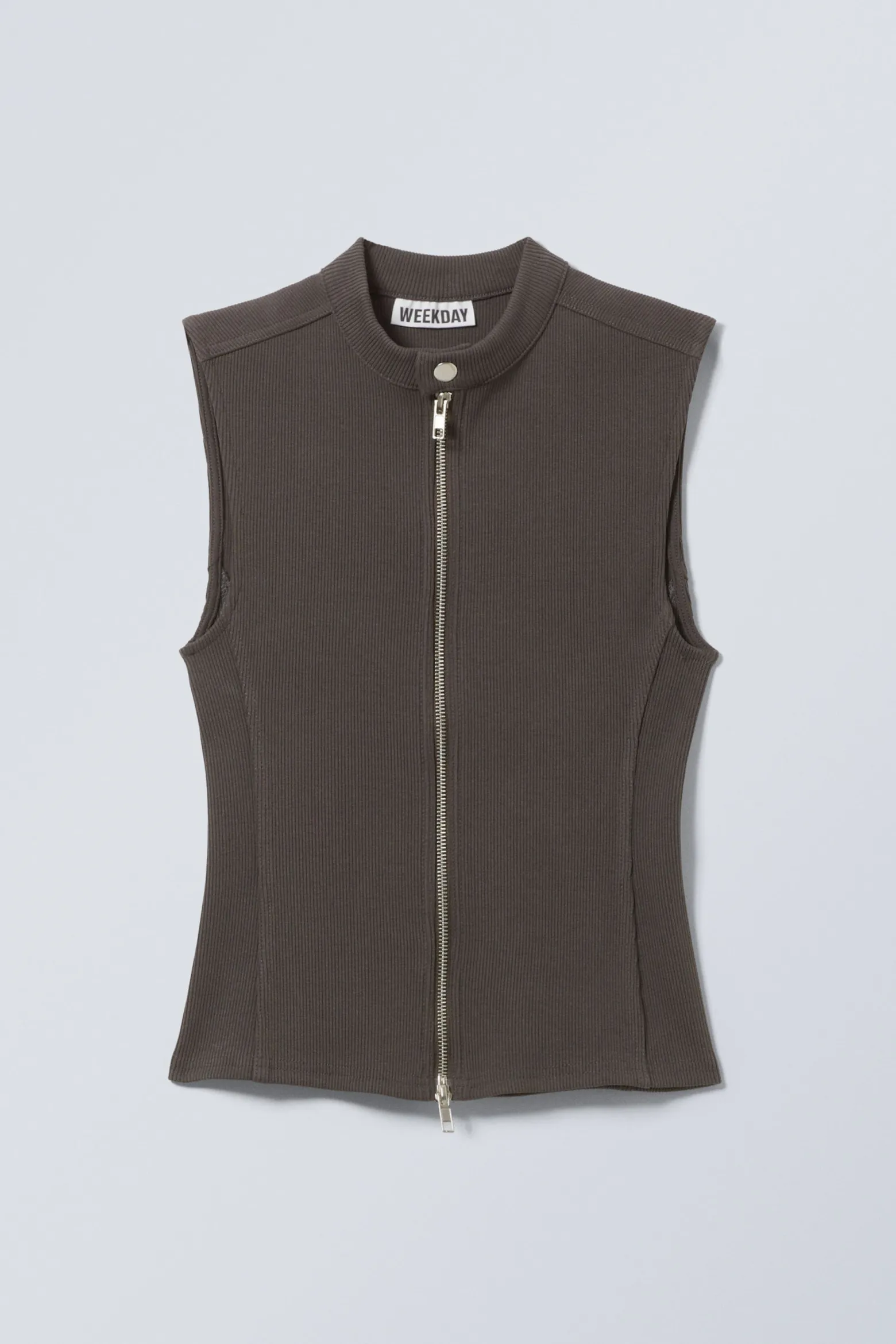 ÄRMELLOSES, GERIPPTES ZIP-TOP|Weekday Cheap